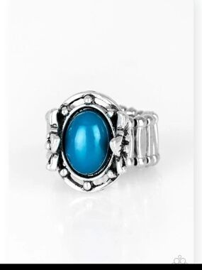 Color Me confident Paparazzi Silver Ring with Bright Blue Oval Stone